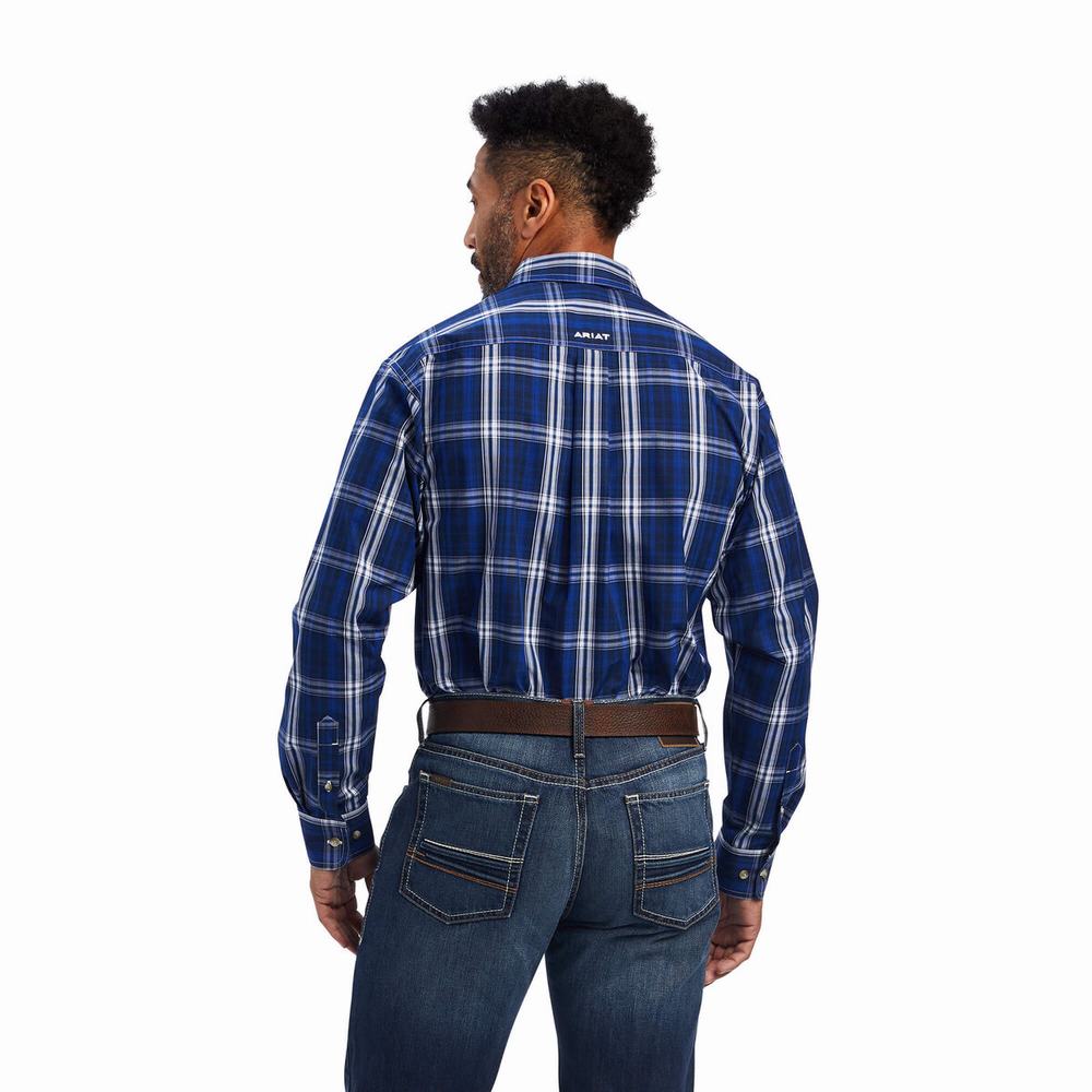 Dark Blue Ariat Pro Series Burke Classic Fit Men's Shirts | CHIN36940