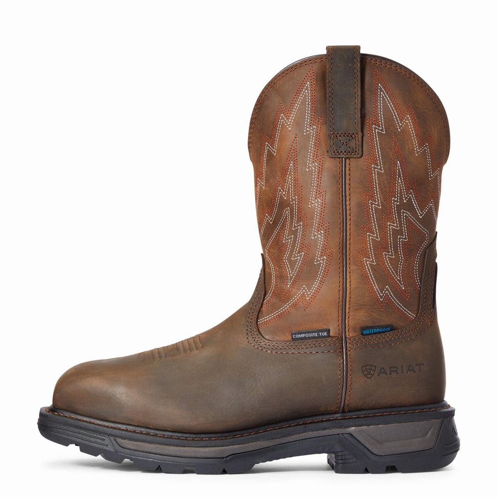 Dark Brown Ariat Big Rig Waterproof Composite Toe Men's Waterproof Boots | QUCO09763