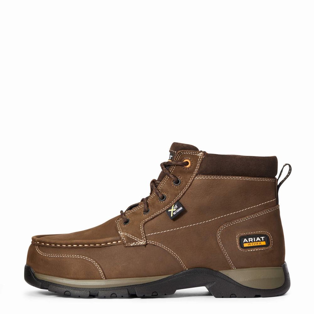 Dark Brown Ariat Edge LTE Chukka MetGuard Composite Toe Men's Work Boots | EKBO59748