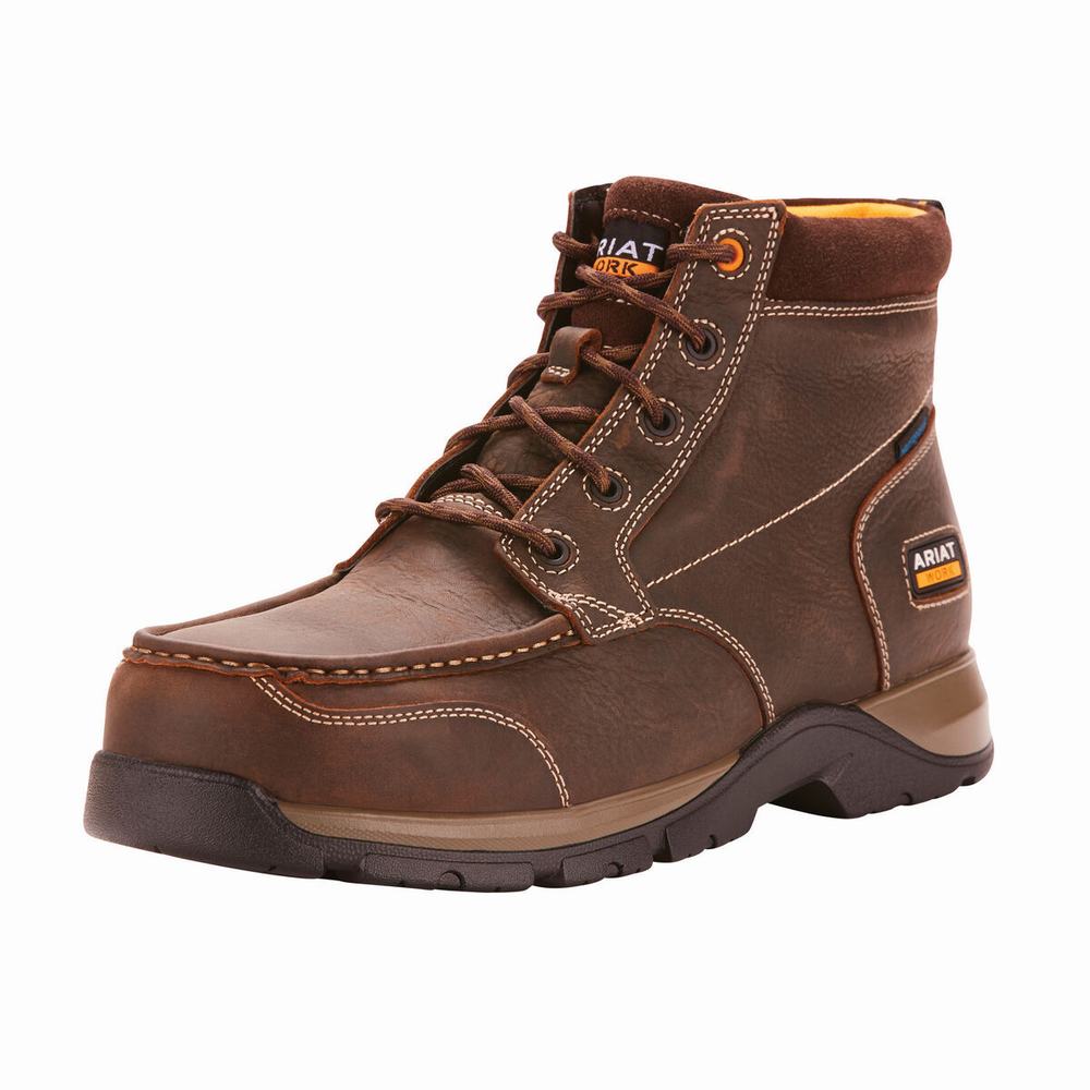 Dark Brown Ariat Edge LTE Chukka Waterproof Composite Toe Men's Waterproof Boots | TQRI46783