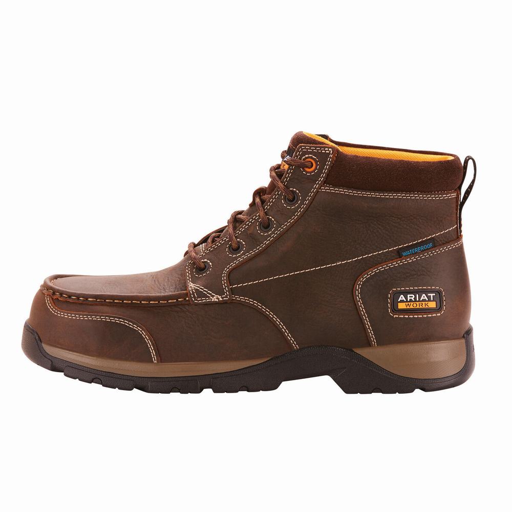 Dark Brown Ariat Edge LTE Chukka Waterproof Composite Toe Men's Waterproof Boots | TQRI46783