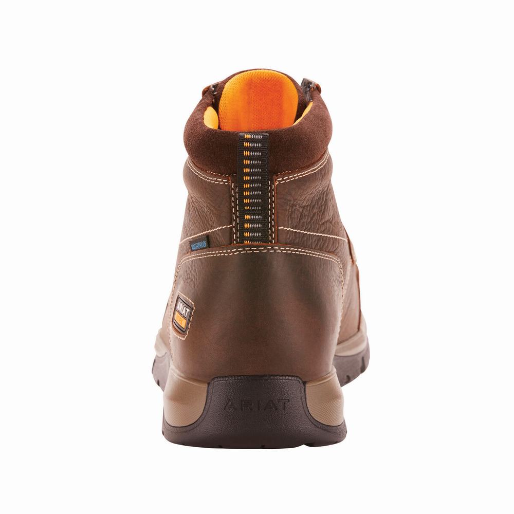 Dark Brown Ariat Edge LTE Chukka Waterproof Composite Toe Men's Waterproof Boots | TQRI46783