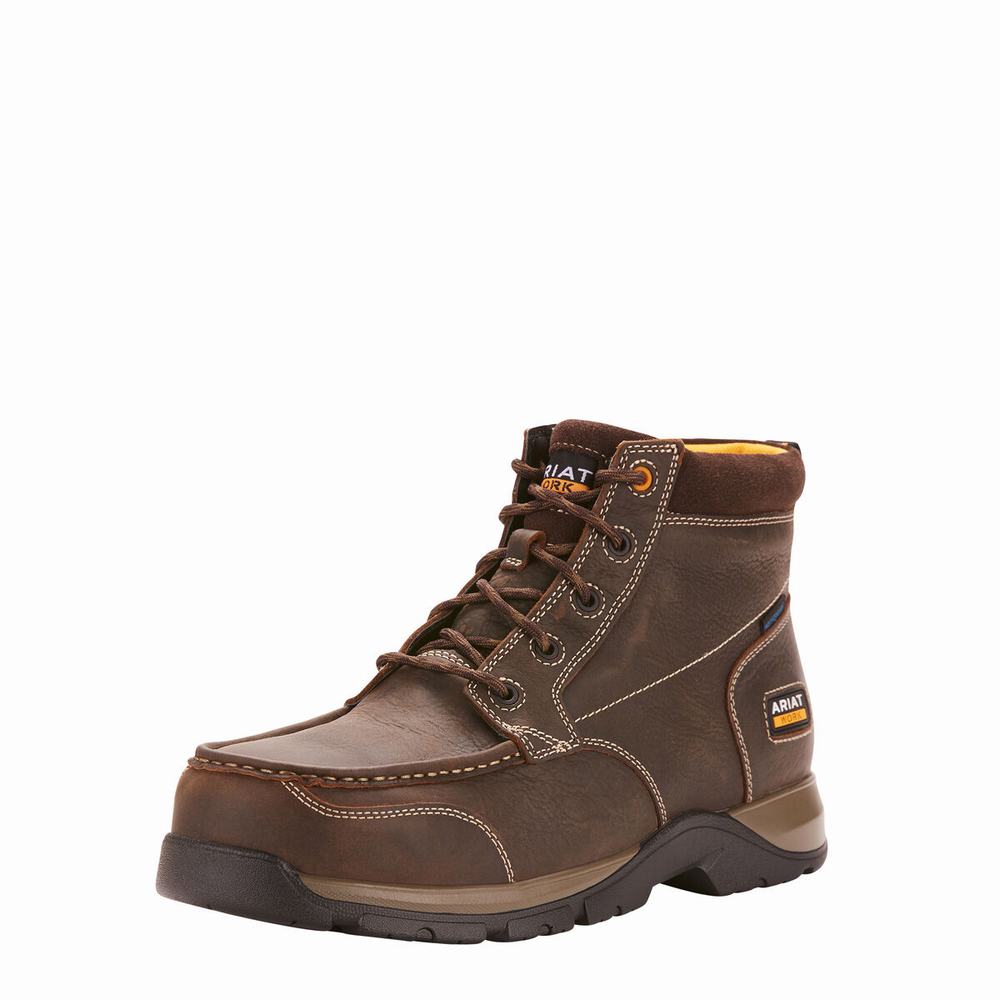 Dark Brown Ariat Edge LTE Chukka Waterproof Composite Toe Men\'s Waterproof Boots | TQRI46783