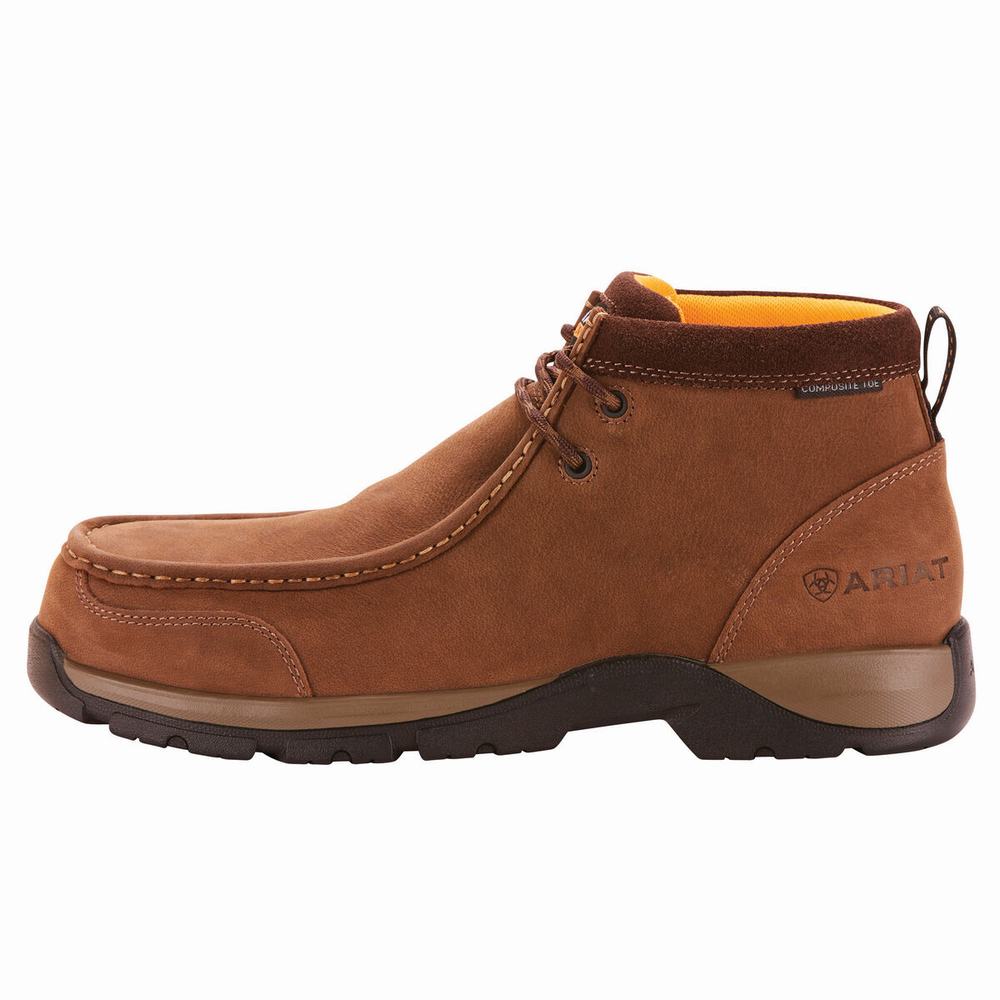 Dark Brown Ariat Edge LTE Moc Composite Toe Men's Work Boots | YUJO23098