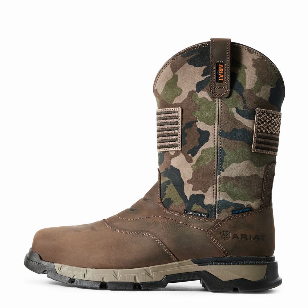 Dark Brown Ariat Rebar Flex Patriot Waterproof Composite Toe Men's Waterproof Boots | AHZI04213