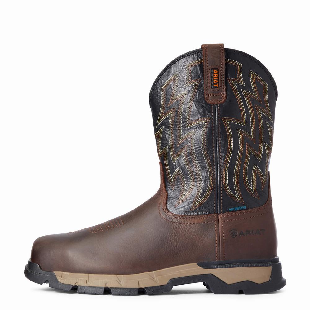 Dark Brown Ariat Rebar Flex Waterproof Composite Toe Men's Waterproof Boots | JCNH76983