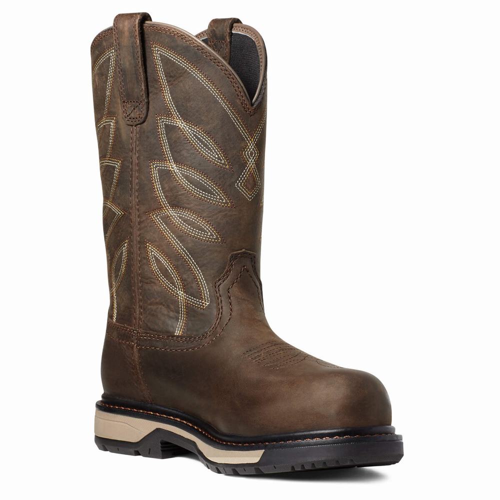 Dark Brown Ariat Riveter CSA Waterproof Composite Toe Women's Work Boots | DGMS30769