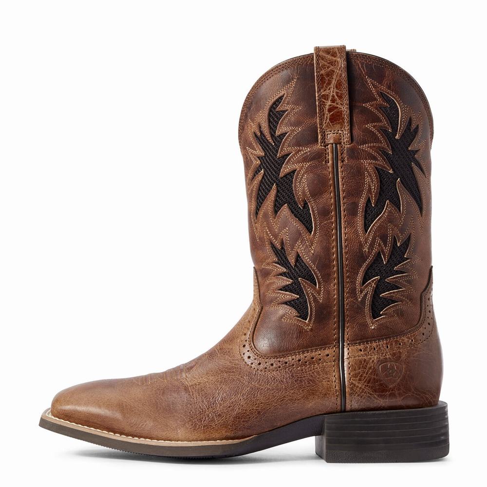 Dark Brown Ariat Sport Cool VentTEK Men's Western Boots | YIDE07246