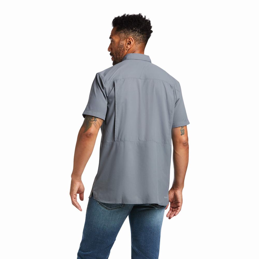 Dark Grey Ariat VentTEK Outbound Fitted Men's Shirts | UEBY95147