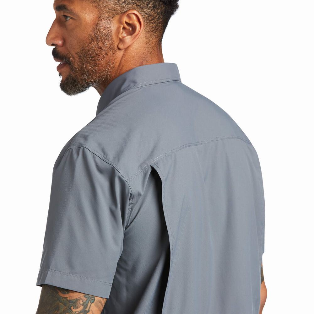 Dark Grey Ariat VentTEK Outbound Fitted Men's Shirts | UEBY95147