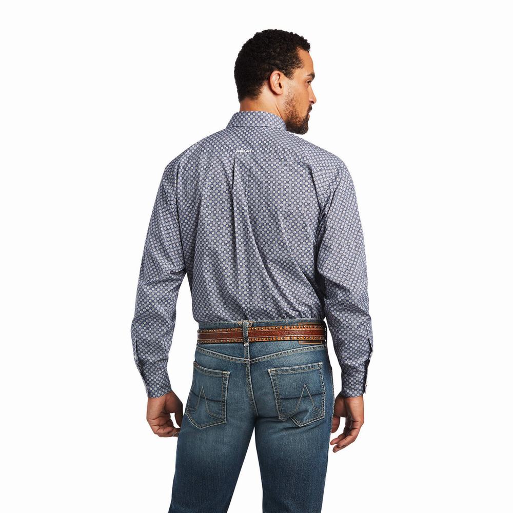 Dark Grey Blue Ariat Bo Classic Fit Men's Shirts | JNLZ01974