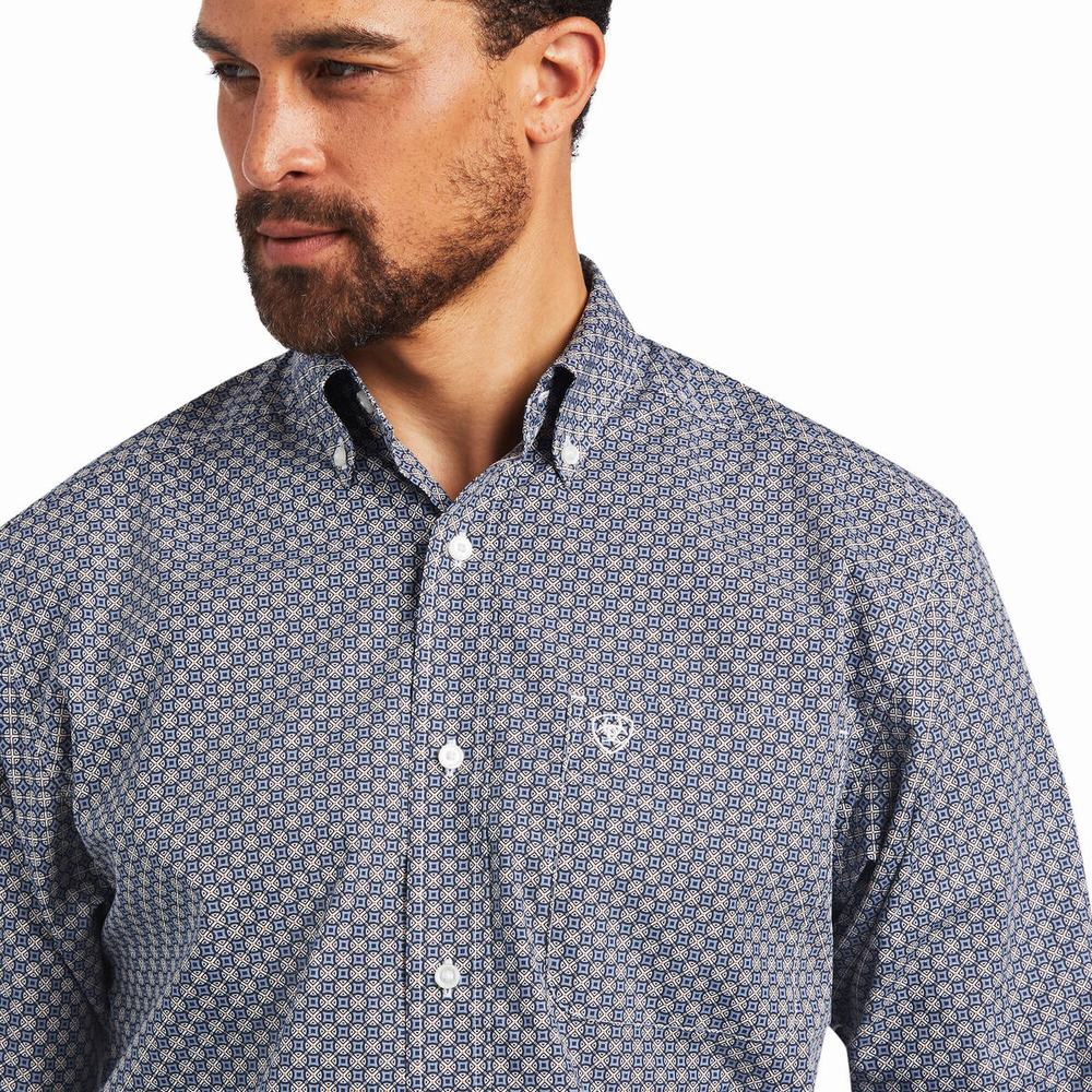 Dark Grey Blue Ariat Bo Classic Fit Men's Shirts | JNLZ01974