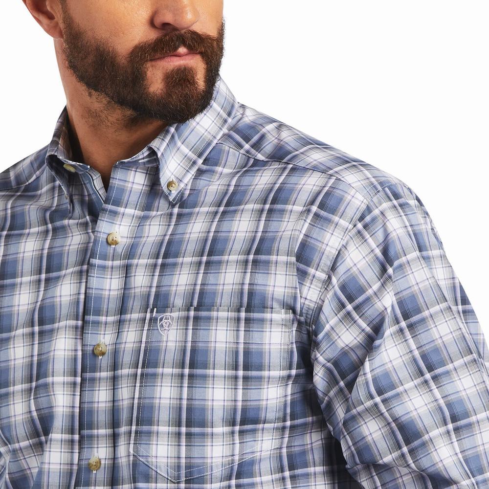 Dark Grey Blue Ariat Pro Series Bennett Classic Fit Men's Shirts | LZEF96053