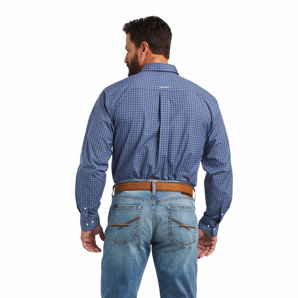 Dark Grey Blue Ariat Pro Series Bryson Classic Fit Men's Shirts | JQXV79832