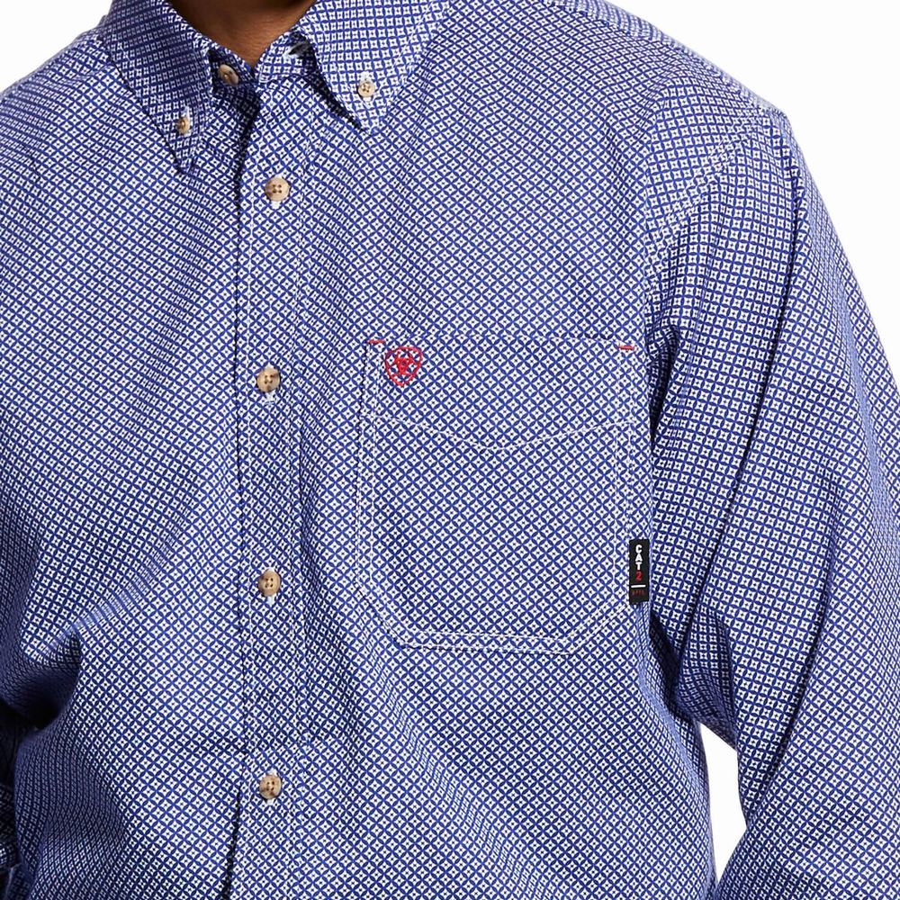 Deep Blue Ariat FR Liberty Men's Shirts | EFGV64827