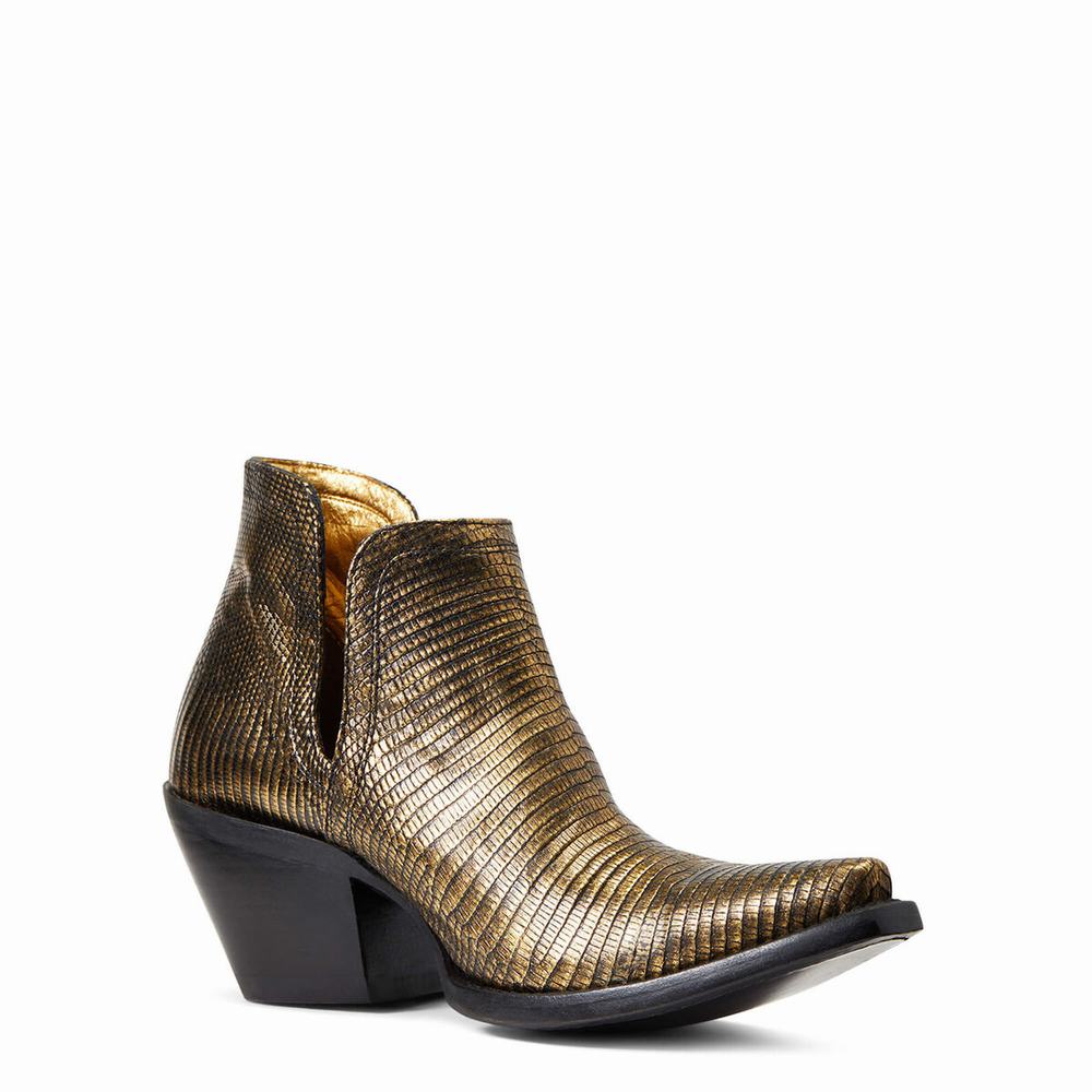 Gold Ariat Dixon Lizard Women's Booties | VURX63592