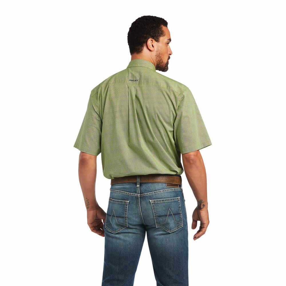 Green Ariat Branson Stretch Classic Fit Men's Shirts | ONTI89617