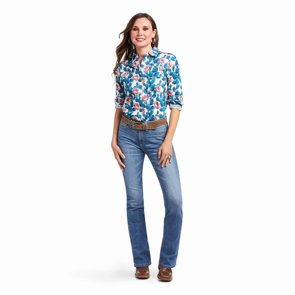 Green Ariat Kirby Stretch Women's Tops | UNVI36051