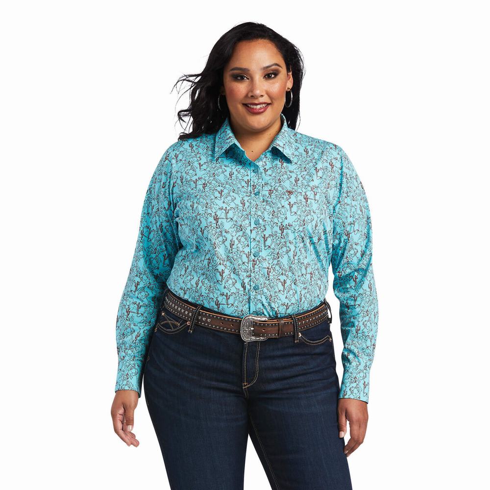 Green Ariat Kirby Stretch Women's Tops | ZRBH52836