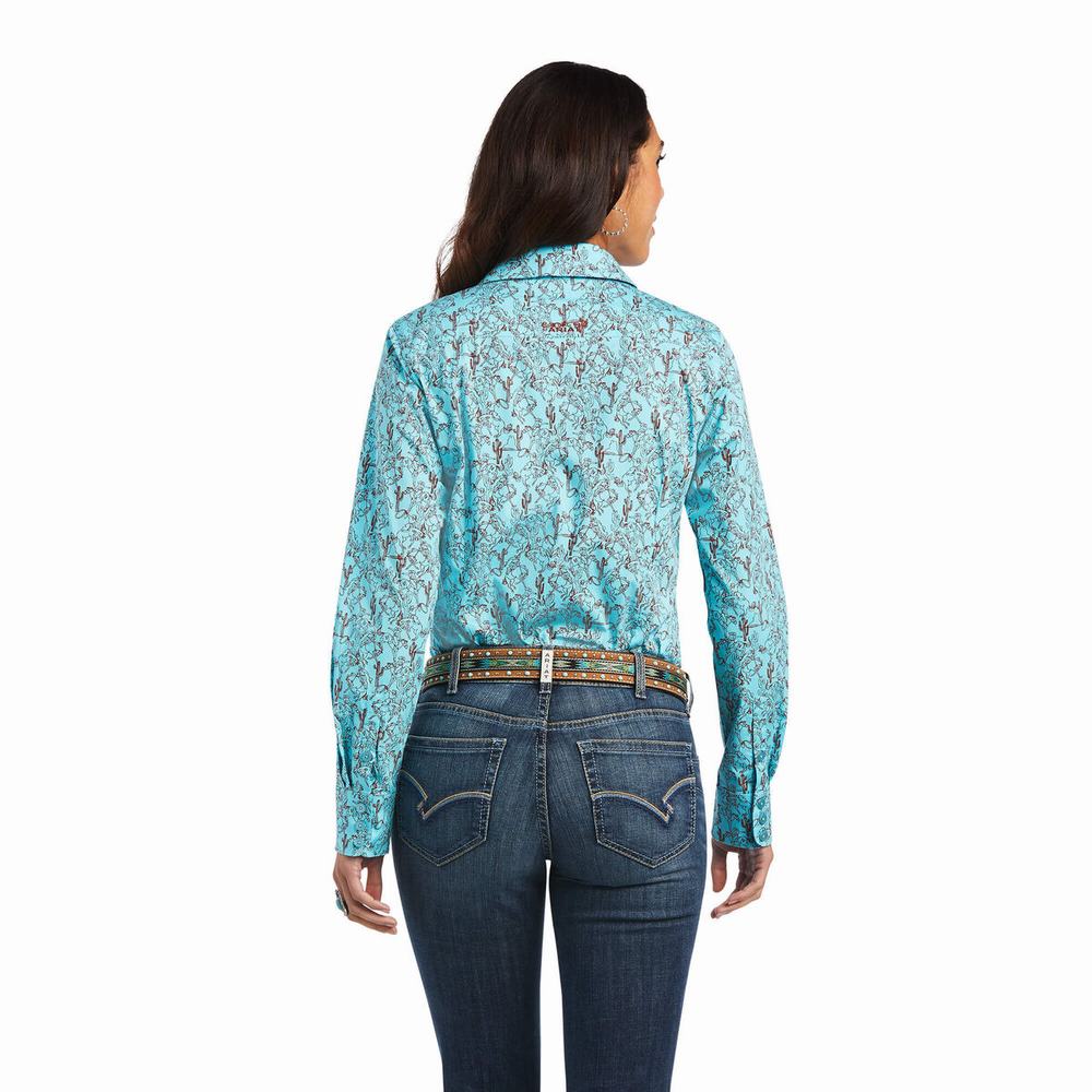 Green Ariat Kirby Stretch Women's Tops | ZRBH52836