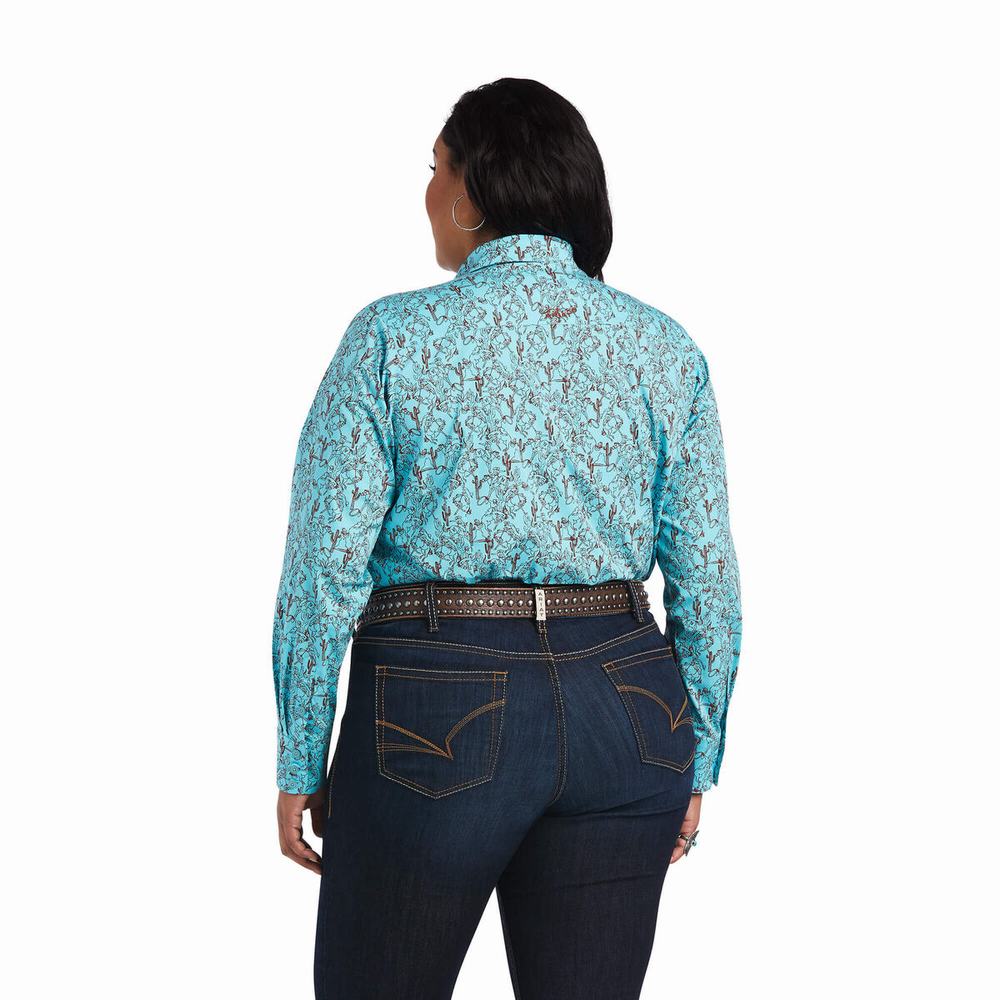 Green Ariat Kirby Stretch Women's Tops | ZRBH52836