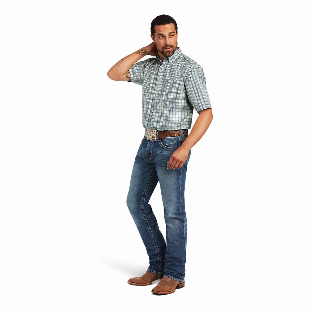 Green Ariat Pro Series Barrett Classic Fit Men's Shirts | SBCI04829