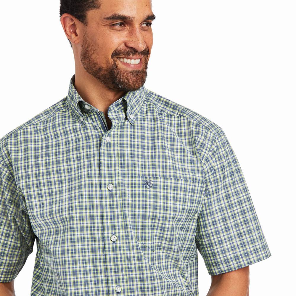 Green Ariat Pro Series Barrett Classic Fit Men's Shirts | SBCI04829