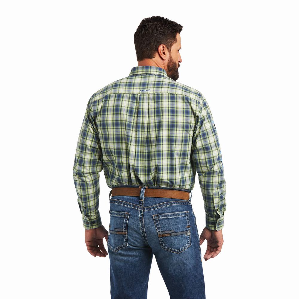 Green Ariat Pro Series Team Maxton Classic Fit Men's Shirts | JSIW54263