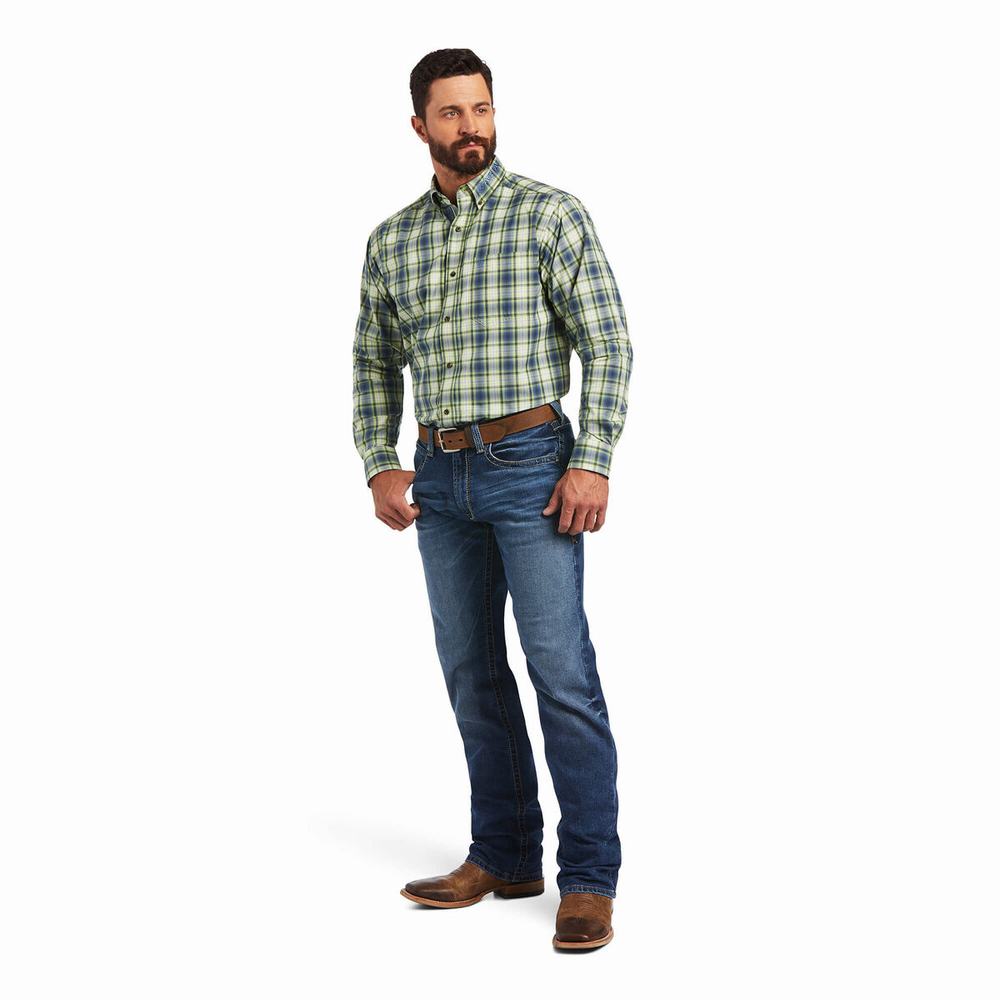 Green Ariat Pro Series Team Maxton Classic Fit Men's Shirts | JSIW54263