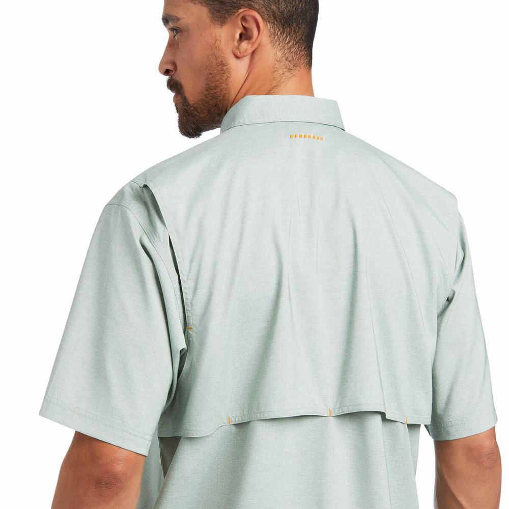 Green Ariat Rebar Made Tough VentTEK DuraStretch Men's Short Sleeve | CEJD25749