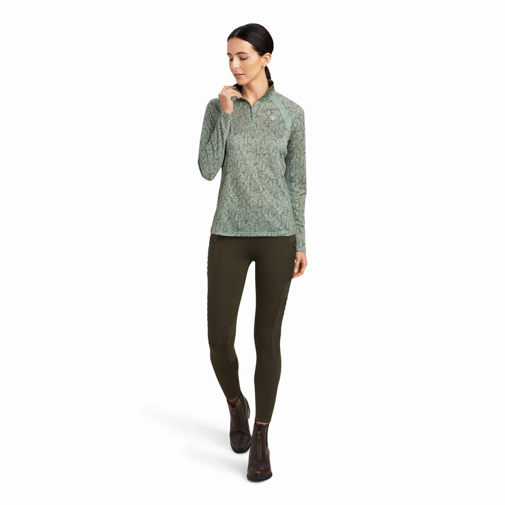 Green Ariat Sunstopper 2.0 1/4 Zip Women's Tops | PLKS05938