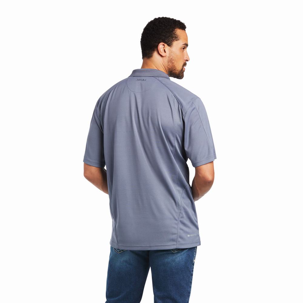 Grey Ariat AC Men's Polo Shirts | FATG23961