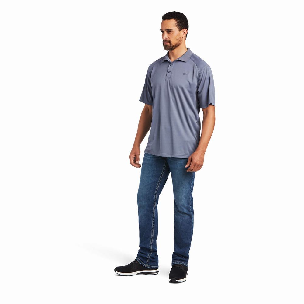 Grey Ariat AC Men's Polo Shirts | FATG23961