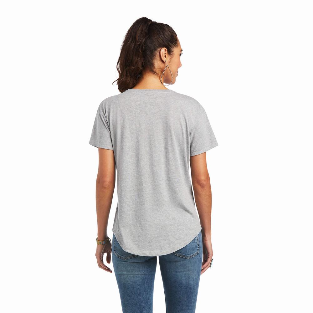 Grey Ariat Bandana Logo Women's Tops | UOLA38652