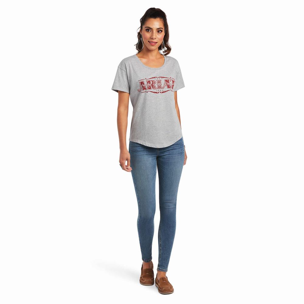 Grey Ariat Bandana Logo Women's Tops | UOLA38652