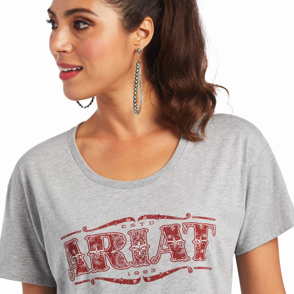 Grey Ariat Bandana Logo Women's Tops | UOLA38652