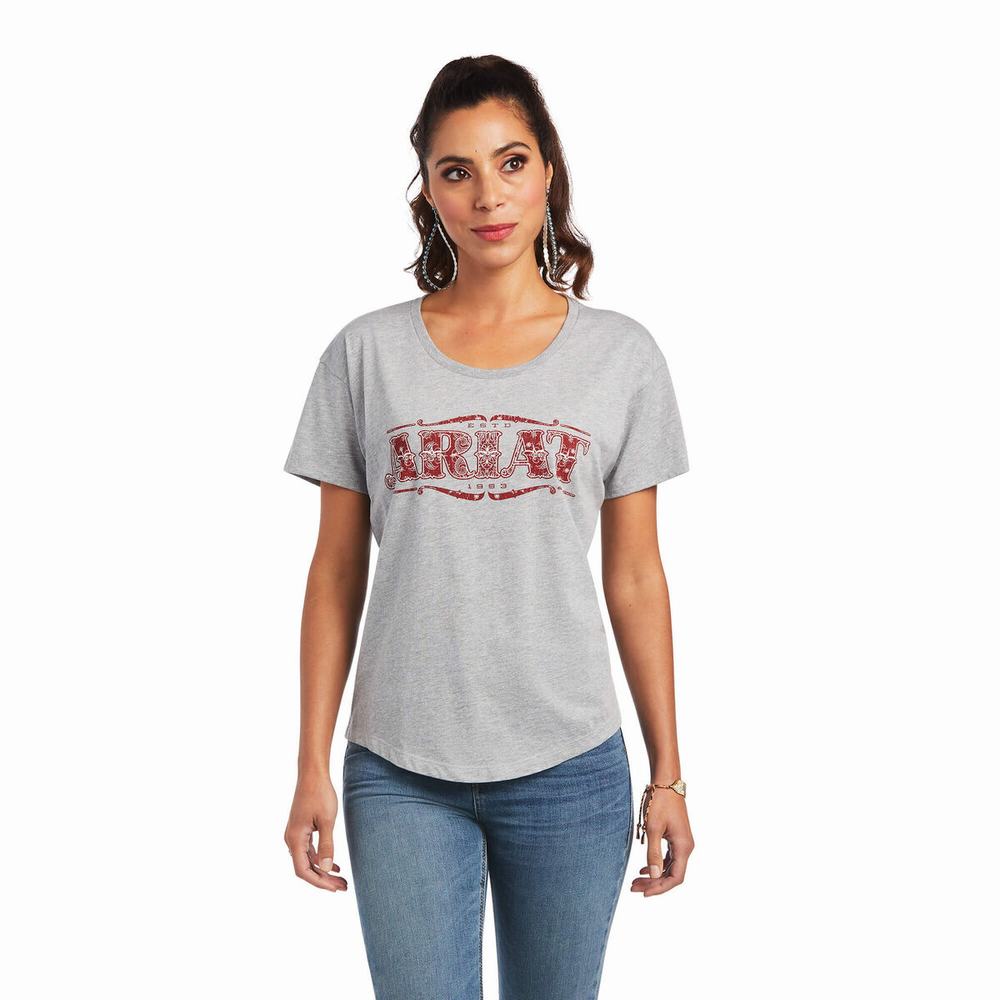 Grey Ariat Bandana Logo Women\'s Tops | UOLA38652