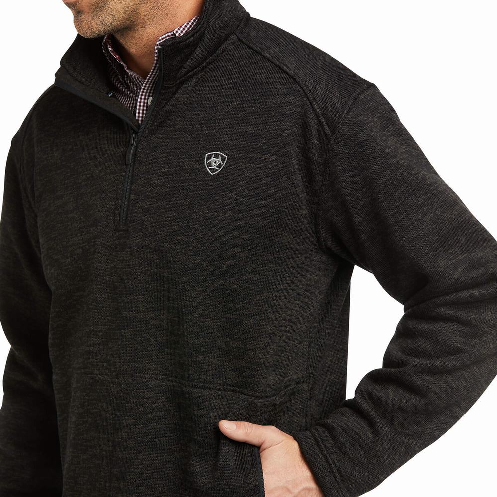 Grey Ariat Caldwell 1/4 Zip Men's Hoodies | ZXNS64809