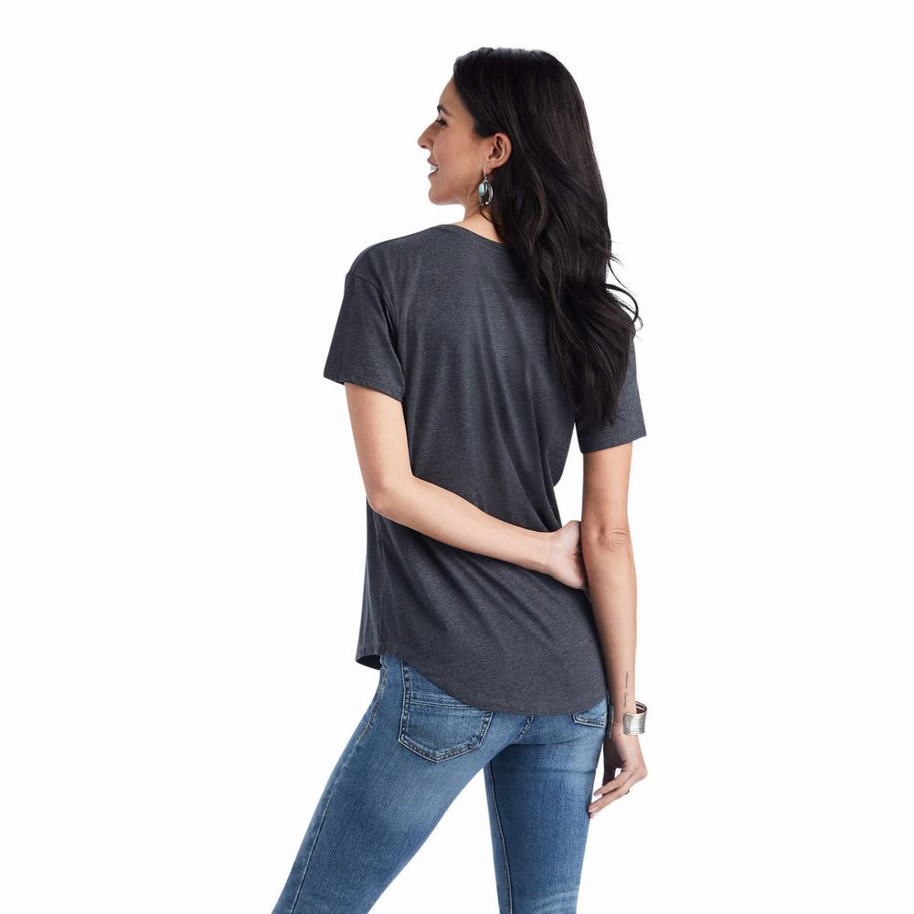 Grey Ariat Cow Gal Women's Tops | ZKIG49327