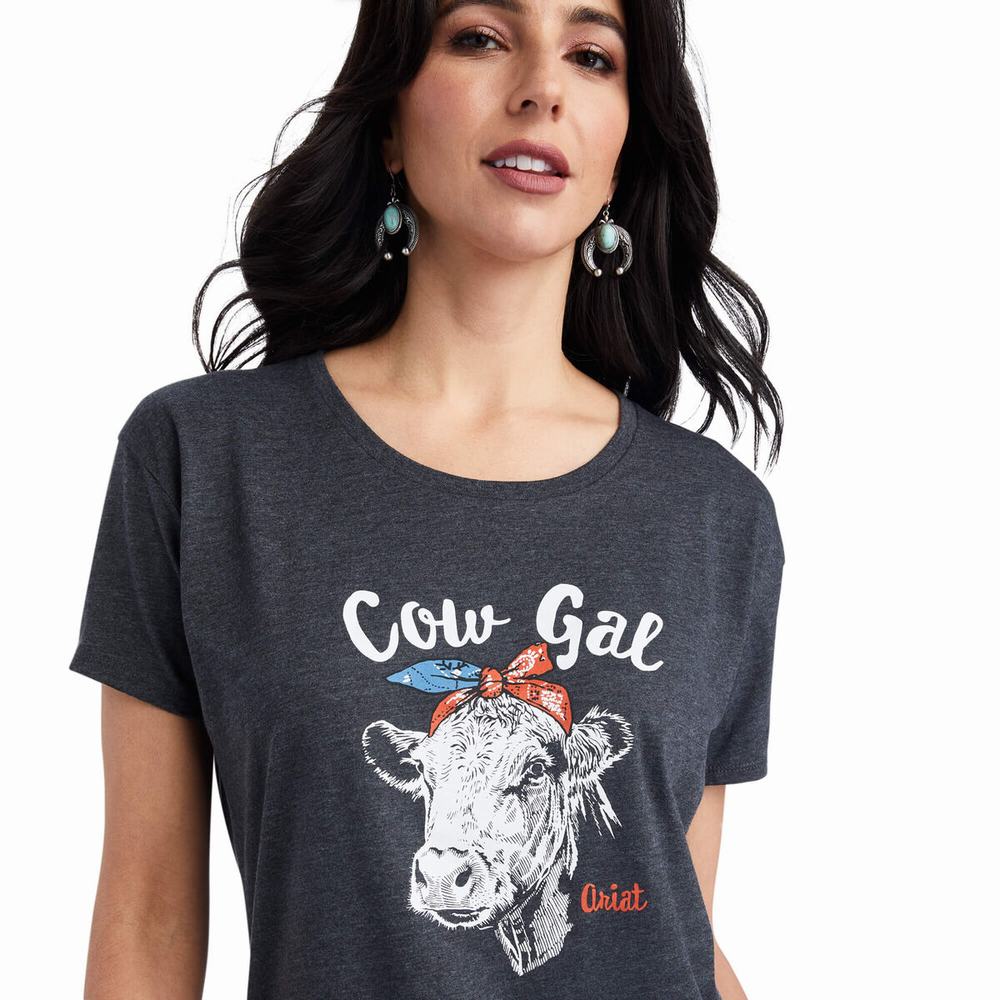 Grey Ariat Cow Gal Women's Tops | ZKIG49327