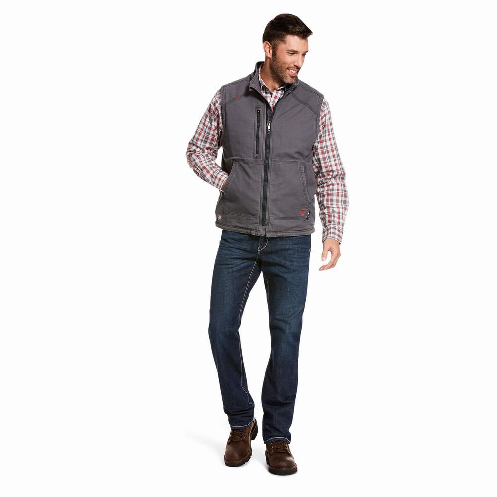 Grey Ariat FR DuraLight Stretch Canvas Men's Jackets | YRPW86927