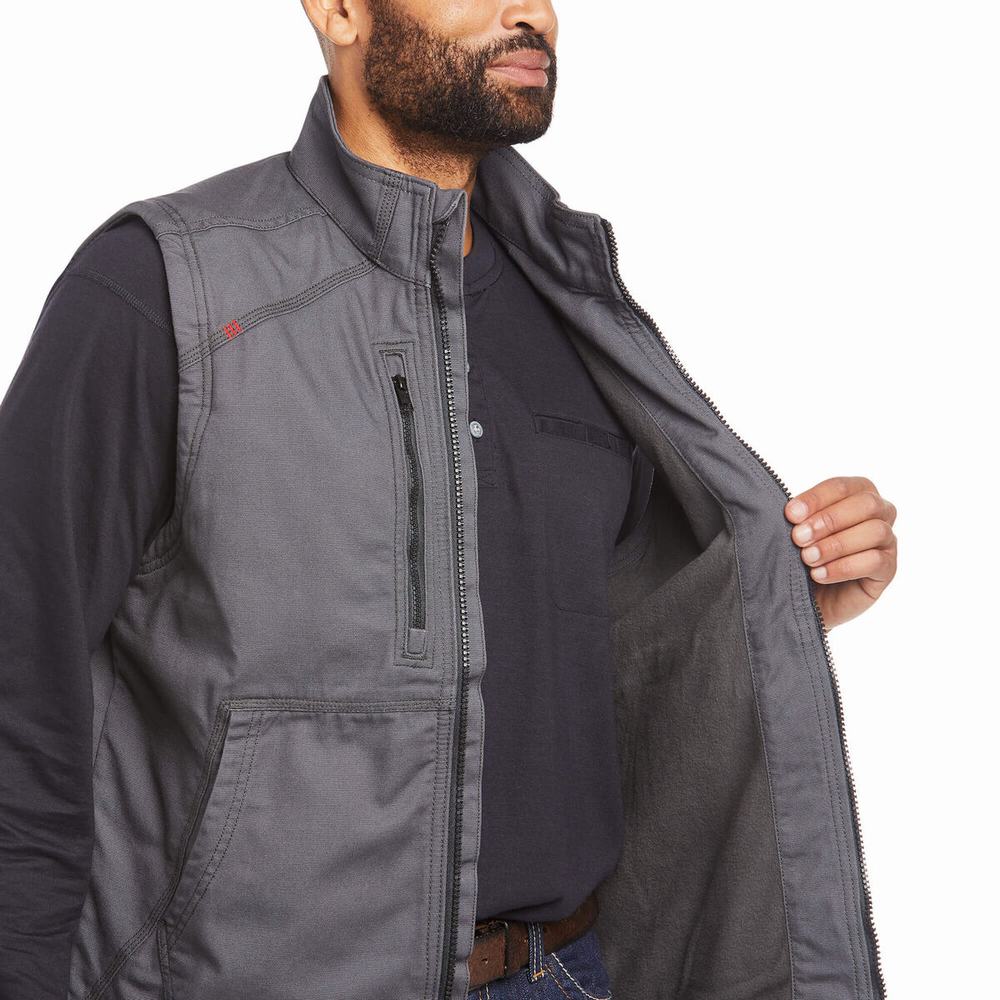 Grey Ariat FR DuraLight Stretch Canvas Men's Jackets | YRPW86927