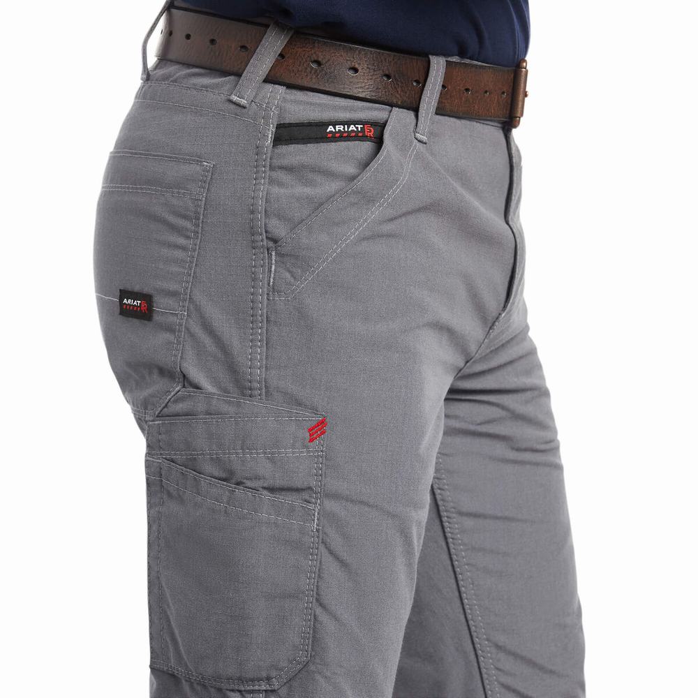 Grey Ariat FR M4 Relaxed DuraLight Ripstop Cut Men's Pants | LWUG76510