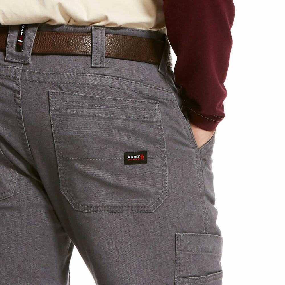 Grey Ariat FR M5 Stretch DuraLight Canvas Men's Pants | HJXI42357