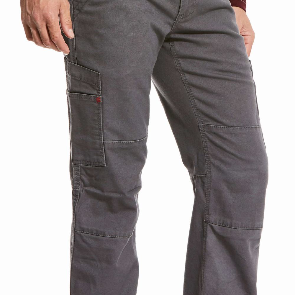 Grey Ariat FR M5 Stretch DuraLight Canvas Men's Pants | HJXI42357