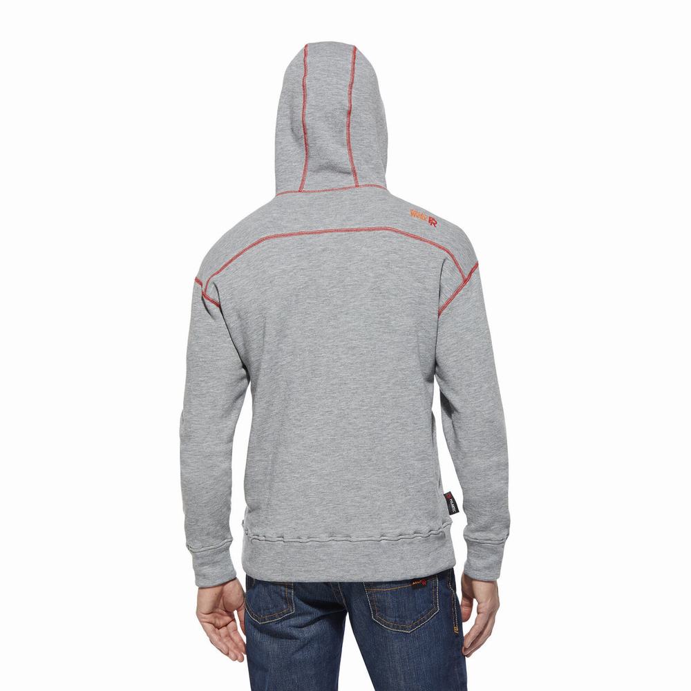 Grey Ariat FR Polartec Men's Hoodies | LYKP92735