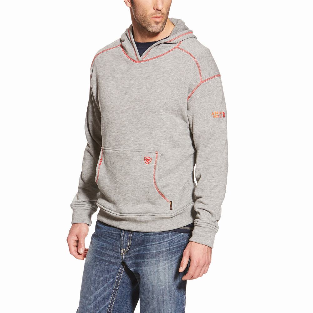 Grey Ariat FR Polartec Men\'s Hoodies | LYKP92735