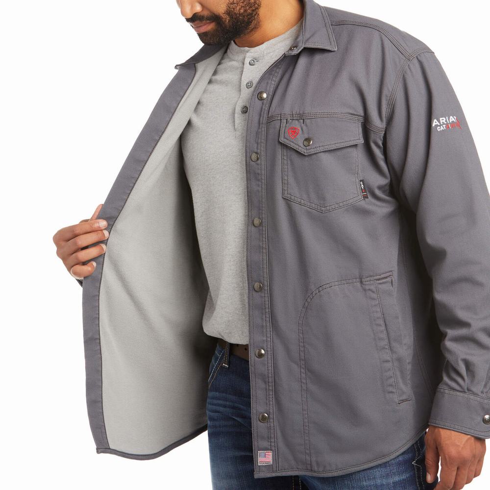 Grey Ariat FR Rig Men's Jackets | UZWO48769