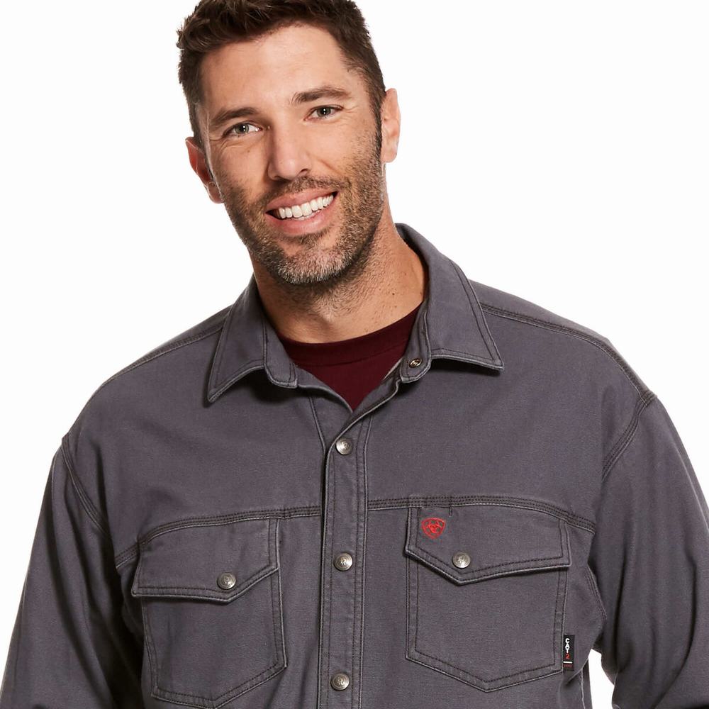 Grey Ariat FR Rig Men's Jackets | UZWO48769