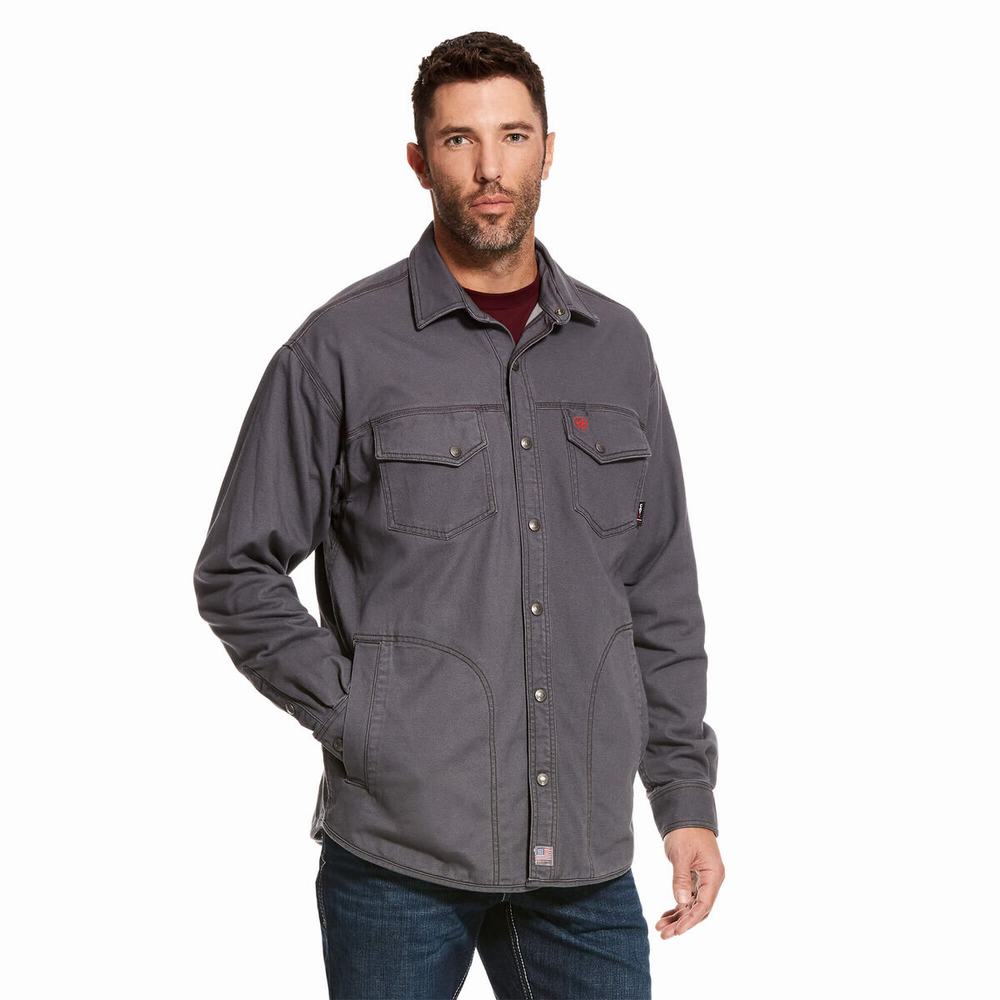 Grey Ariat FR Rig Men\'s Jackets | UZWO48769